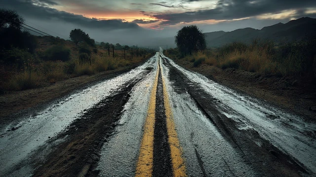 Muddy Road Landscape Scenic View