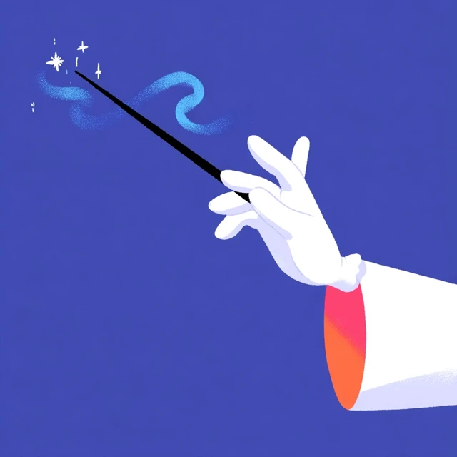 Magic Hand with Wand Illustration