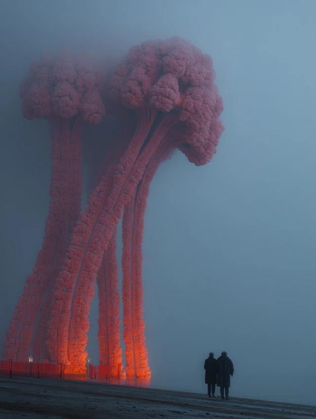 Surreal Flower Shroom Landscape Artwork 3D Emotive