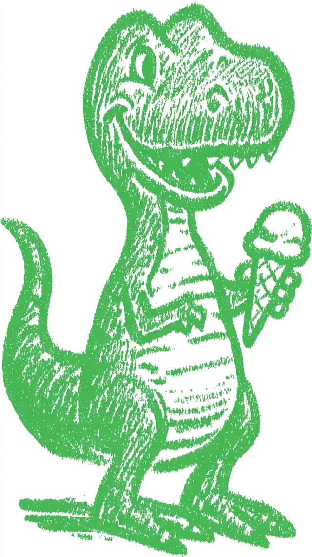 Vintage Dinosaur Mascot with Ice Cream Retro Design