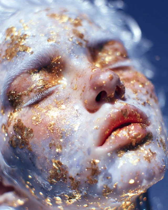Golden Face Portrait with Starry Background