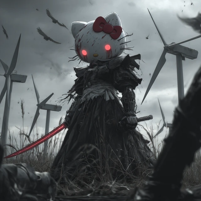 Hello Kitty Zombie: Grimdark Fantasy Art