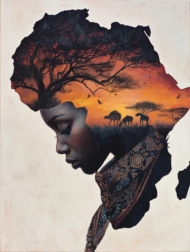 African Woman in African Art Painting