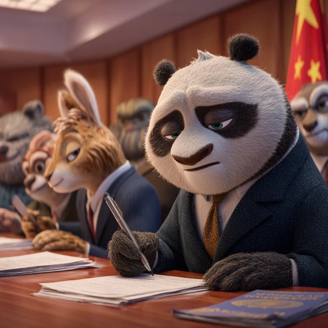 Panda Filling Out Forms: 3D Pixar Animation