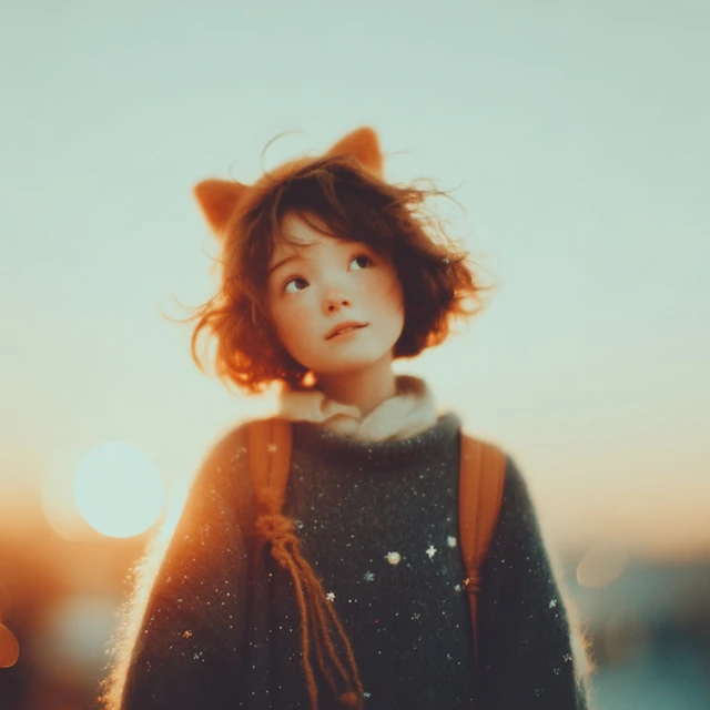 Cute Girl with Cat Ears Portrait