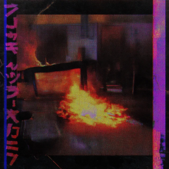 Burning Room Retro Cover Art Hyper Realistic