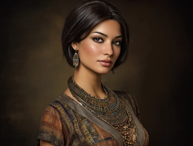 Hieratic Woman Portrait Realistic