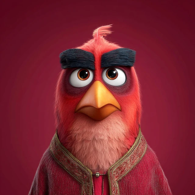 Cardinal Bird as a Catholic Cardinal Pixar Style