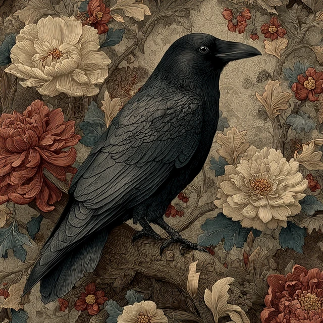 Vintage Crow Illustration Gothic Fantasy