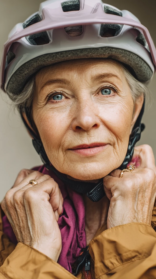 Senior Woman with Helmet Biking Portrait