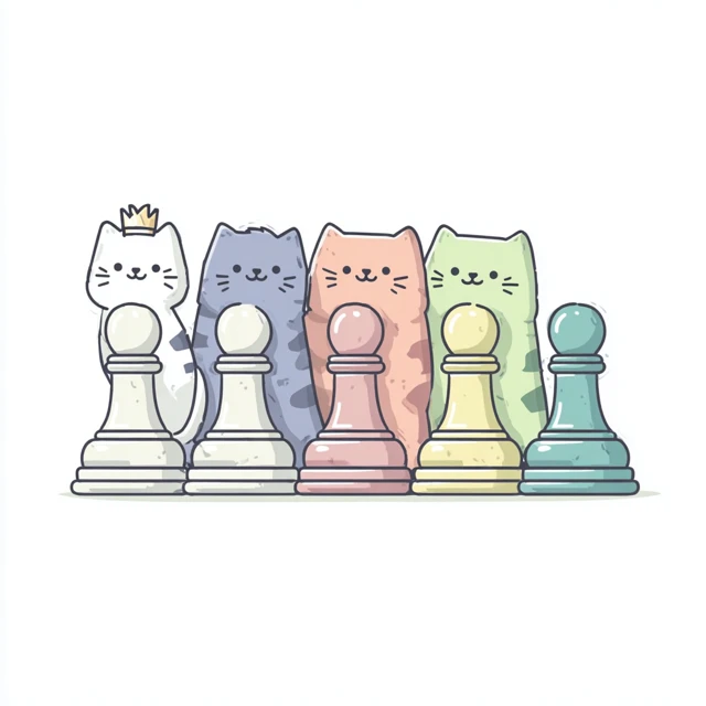 Cat Chess Pieces Vector Art for TShirts