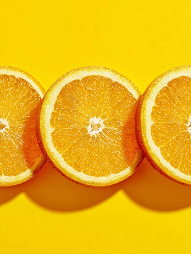 Orange Slices on Yellow Background Photography
