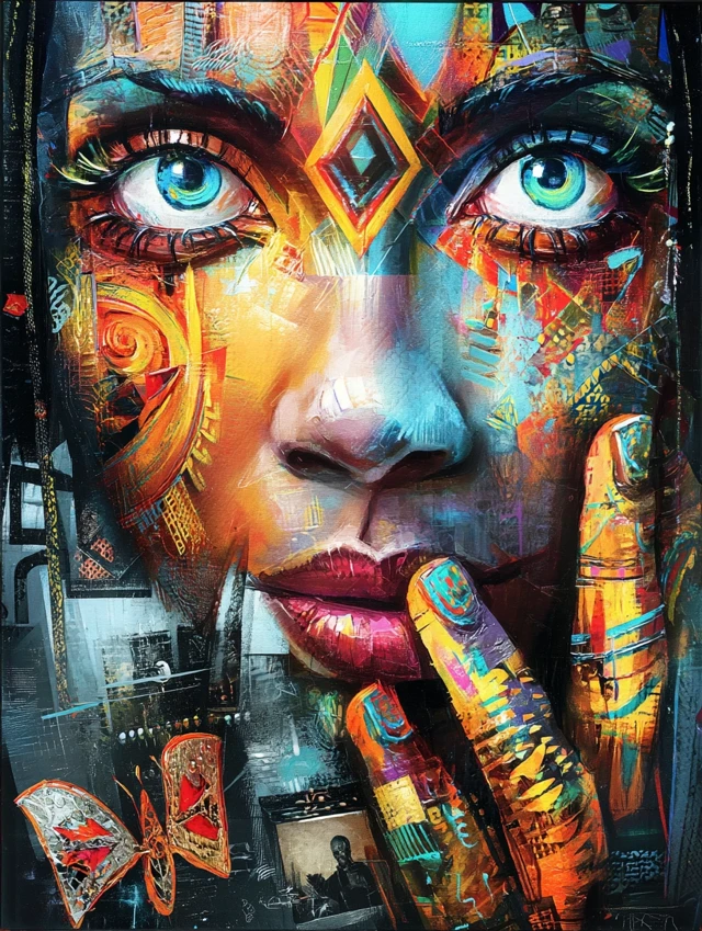 Abstract Woman Painting Colorful and Expressive