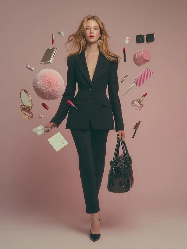 Elegant Business Woman Stylish Suit Fashion Editorial