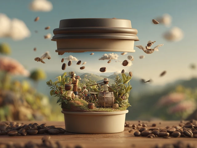 Black Satin Co Coffee Journey 3D Diorama Animation