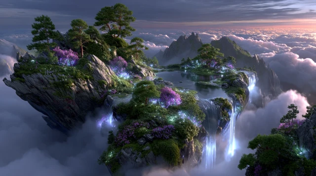 Surreal Floating Island Fantasy Landscape Art
