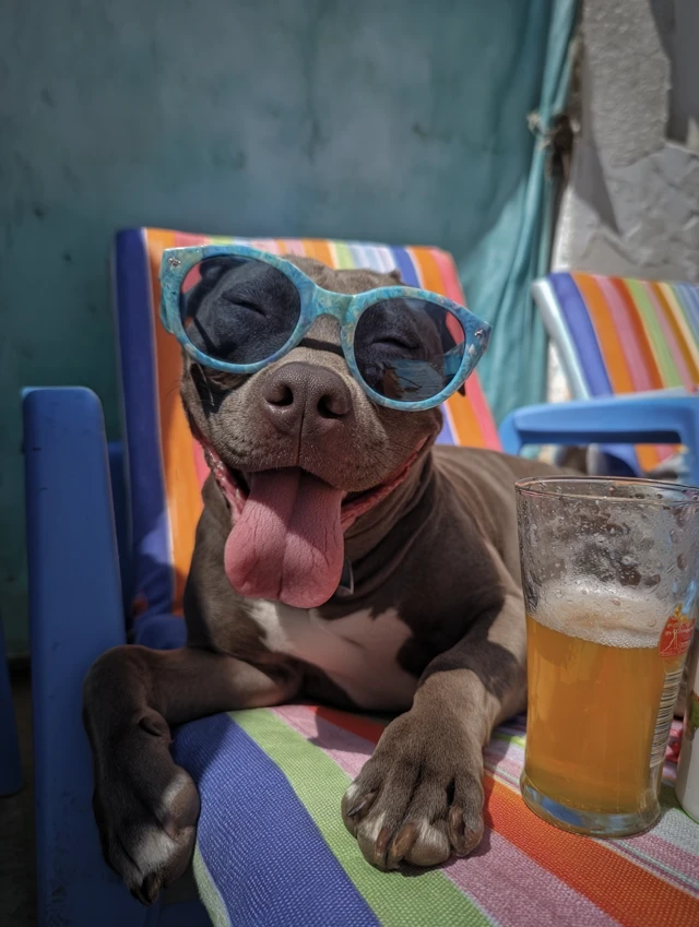 Pitbull Puppy Relaxing Beach Day Sunglasses Summer Fun
