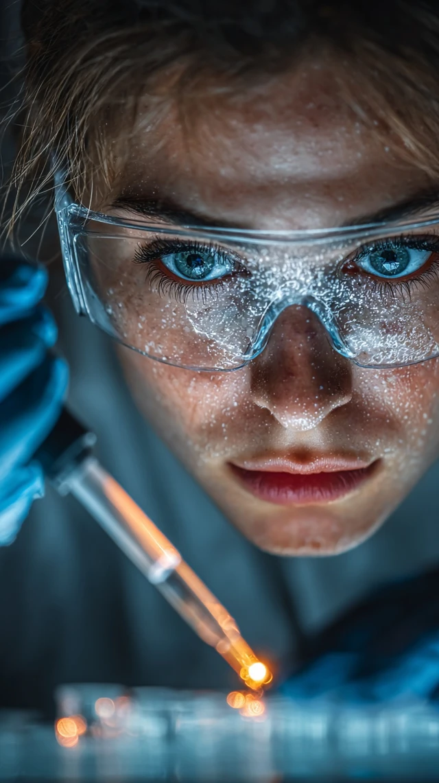 Female Scientist in Lab Experimenting Closeup