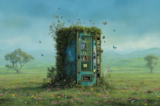 Nature Reclaims Abandoned Vending Machine Surreal Landscape