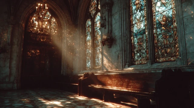 Stained Glass Window Light in Church