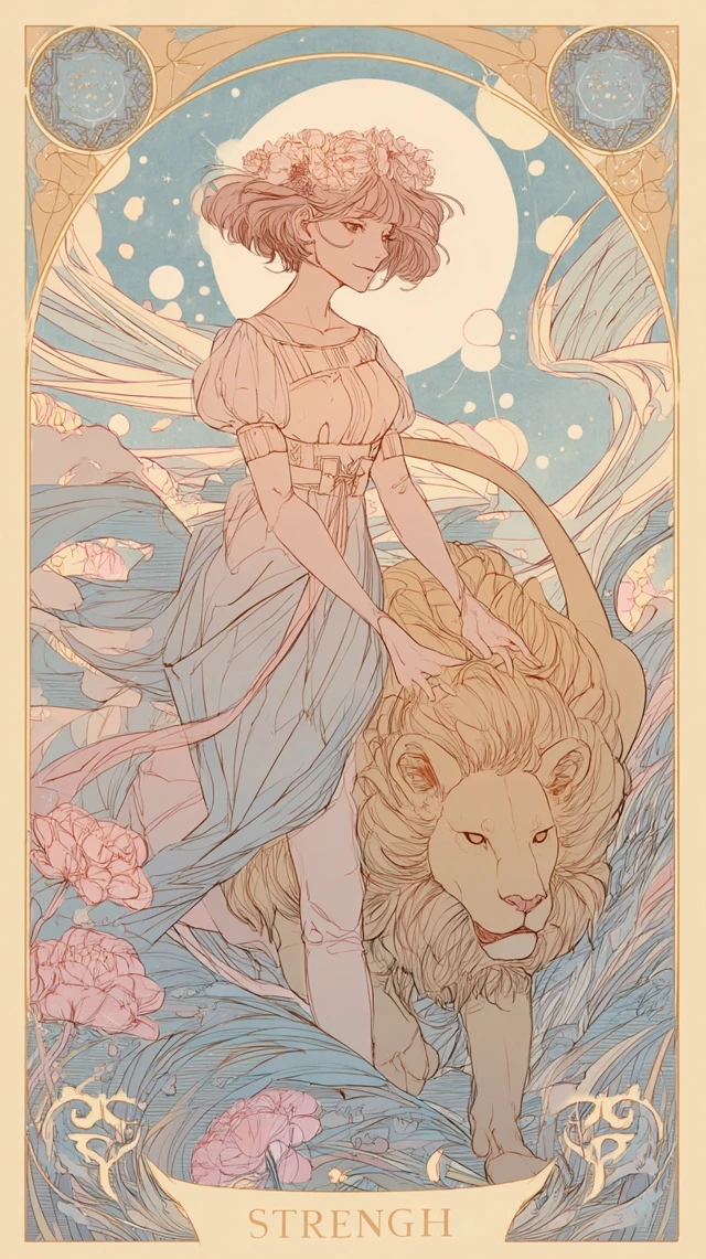 Anime Strength Tarot Card Illustration