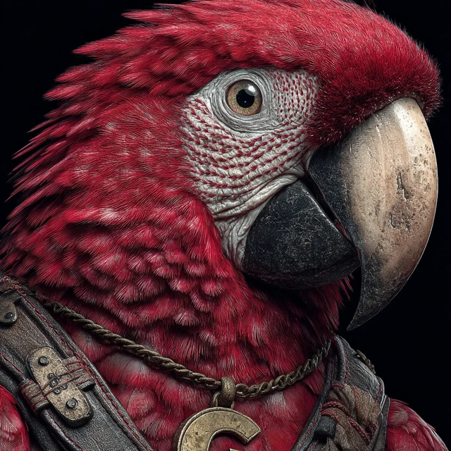 Glamorous Parrot Headshot Red Team Fan