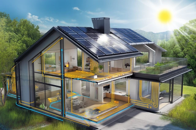 Solar Powered House Cutaway Illustration