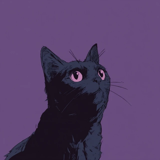 Anime Cat Cute Eyes Purple Background