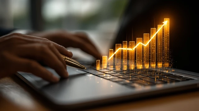Financial Success Businessman and Growth Chart