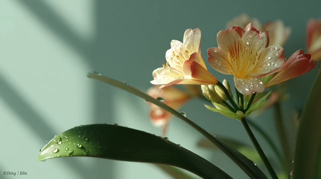 Blooming Clivia Flower with Droplets Ultra HD