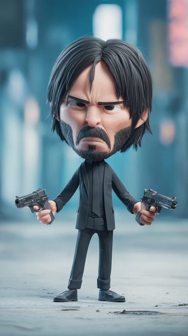 John Wick Toddler 3D Cartoon Keanu Reeves