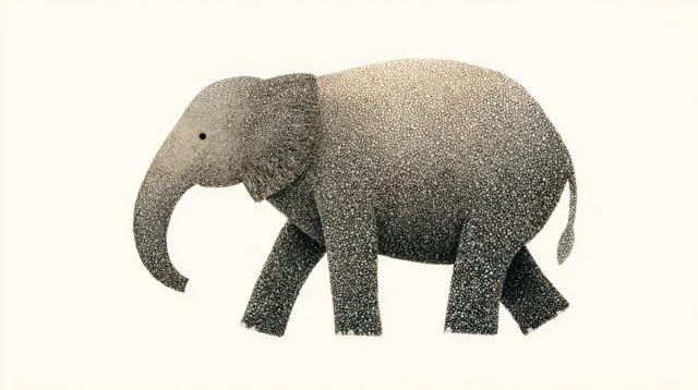Minimalist Elephant Illustration in Gouache