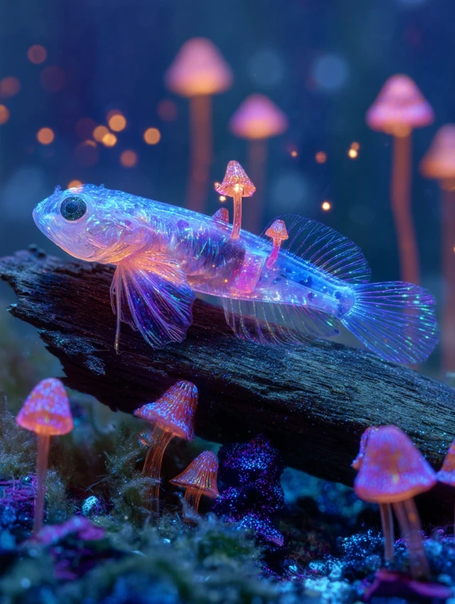 Fluorescent Fantasy Mudskipper Under Blacklight