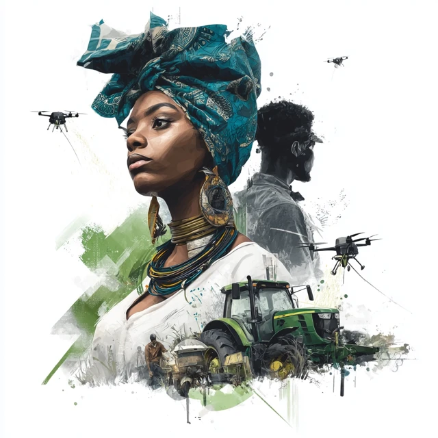 African Farmer Agritech Illustration