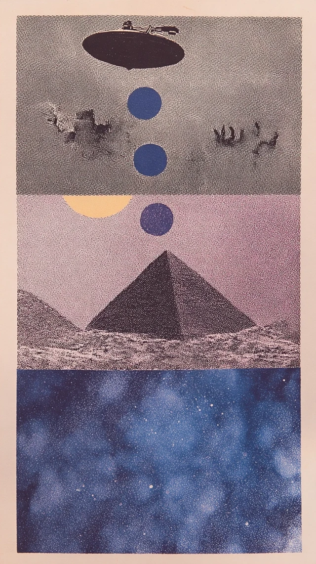 UFO Pyramid Orbs Risograph Art Print