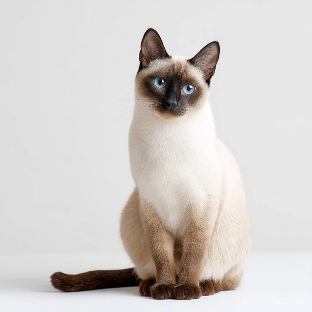 Snowshoe Cat Portrait with Blue Eyes