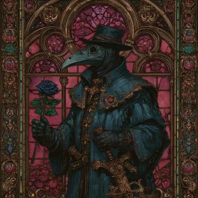 Plague Doctor Stained Glass Artwork Gothic