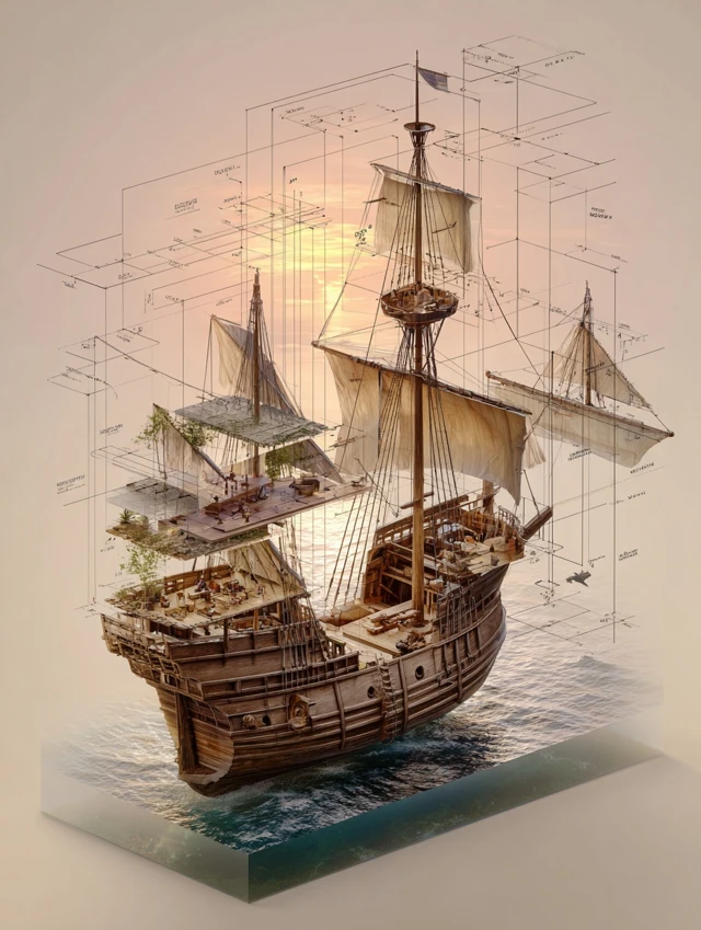 Columbus Caravel Exploded View 3D Diagram