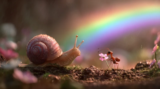 Snail and Ant Friendship Under a Rainbow