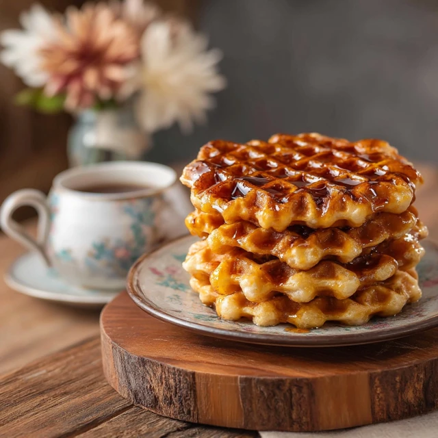 Delicious Waffles with Strawberries