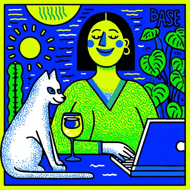 Base Word Network Logo Happy Woman Cat PC