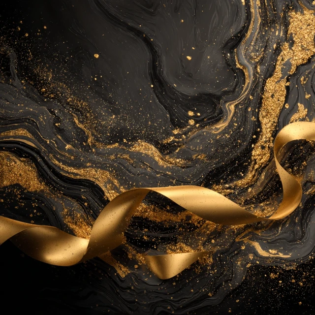 Elegant Black and Gold Ribbon Luxury Design