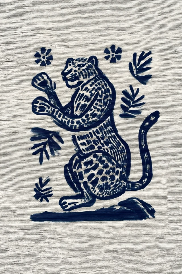 Ancient Anatolian Snow Leopard Stencil Art