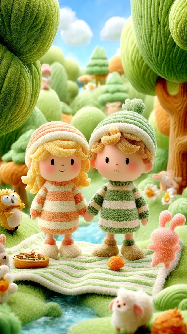 Cute 3D Cartoon Picnic in the Park