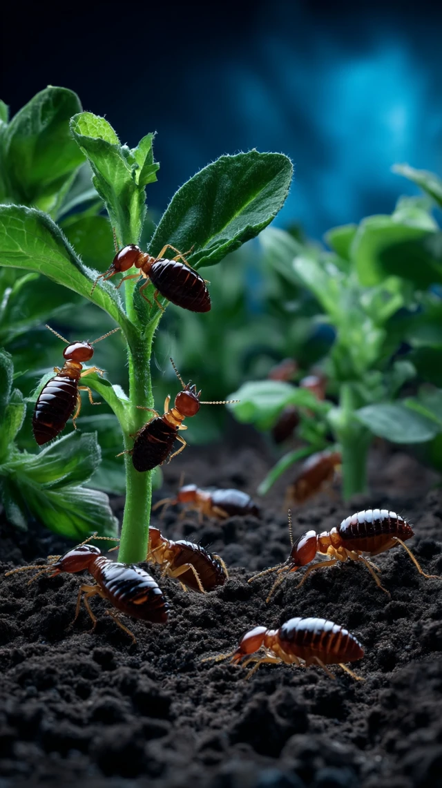 Garden Scene Termites Foraging Illustration