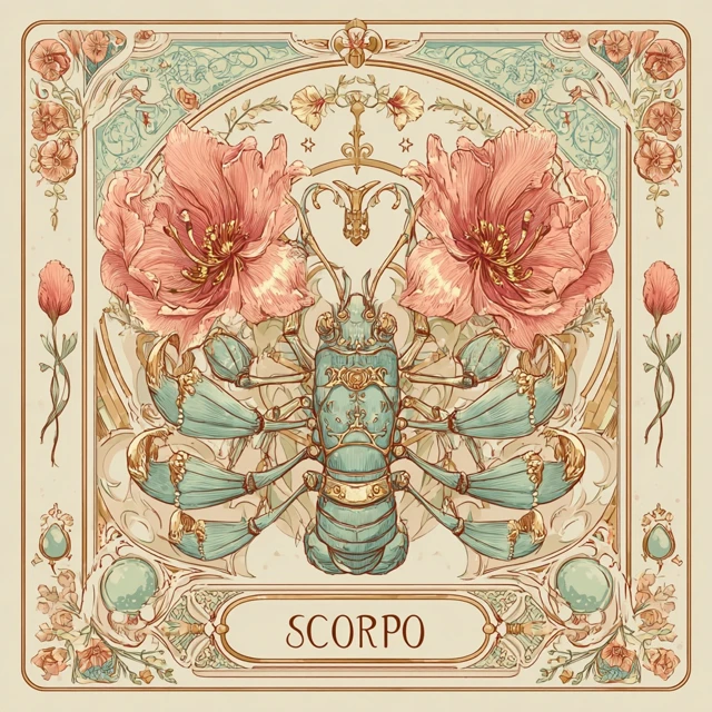 Art Nouveau Scorpio Zodiac Illustration Tarot Aesthetic