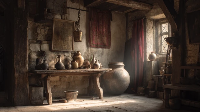 Medieval Home After Ransack Interior Scene