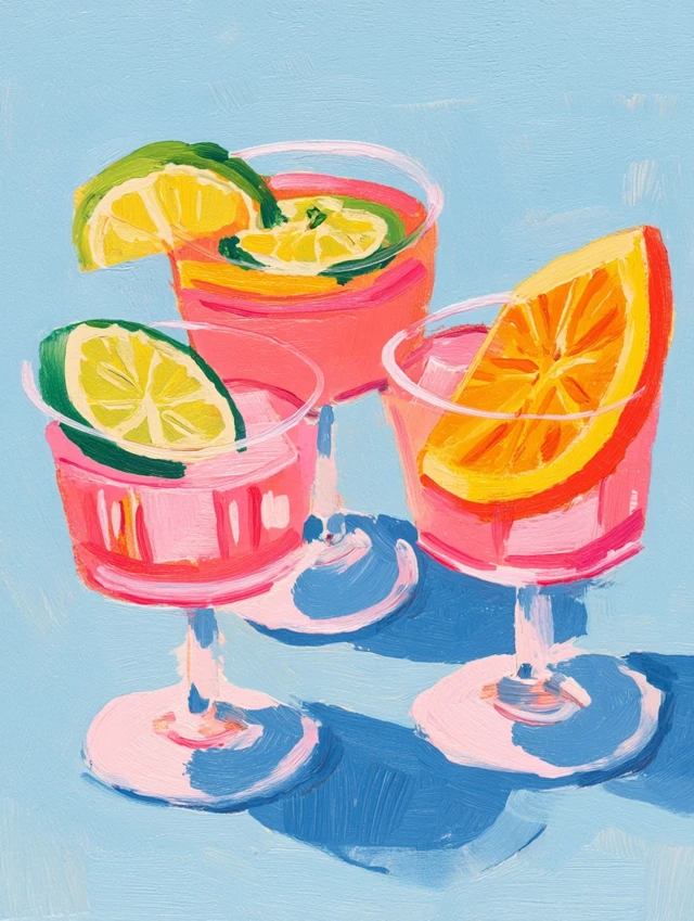 Pink Cocktails Painting - Gouache Art by Maira Kalman