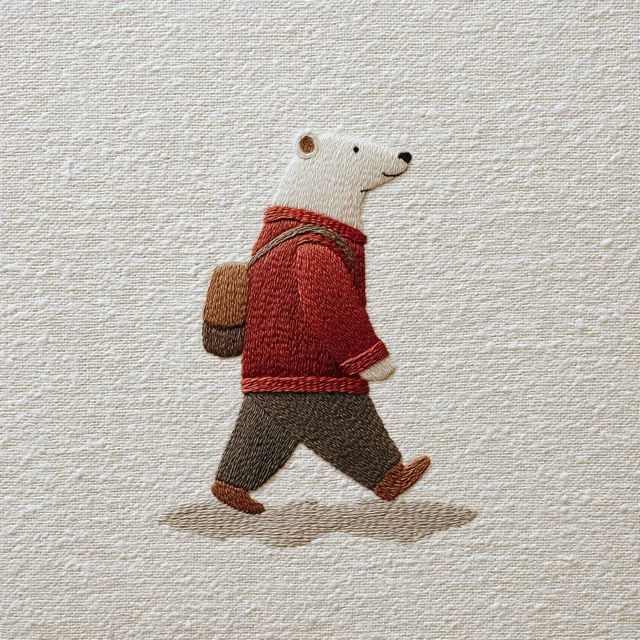 Polar Bear Embroidery Red Sweater Backpack