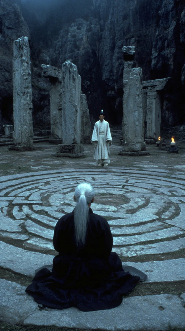 Chinese Wuxia Movie Scene Ancient Ruins Night